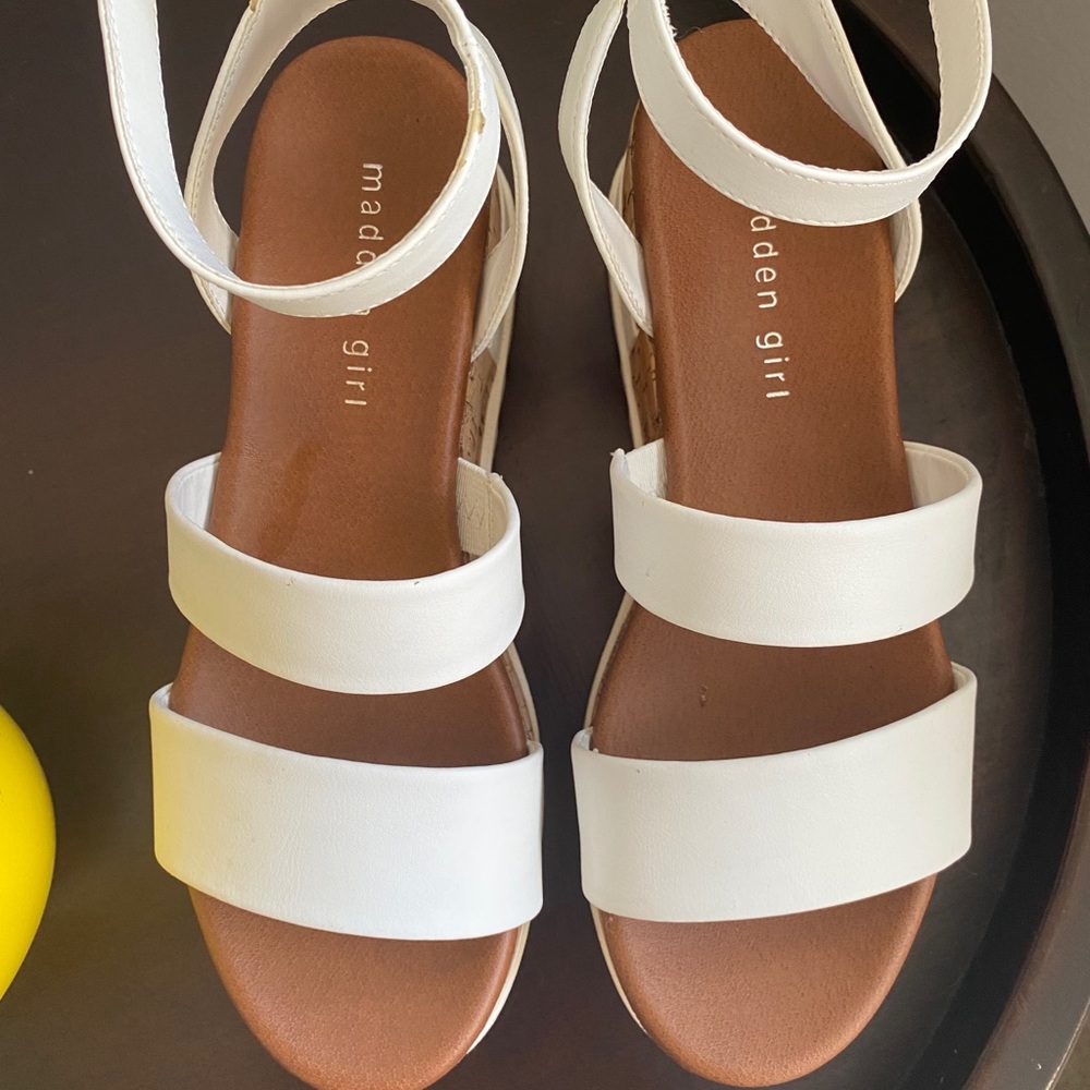 Steve Madden White Wedge Sandals